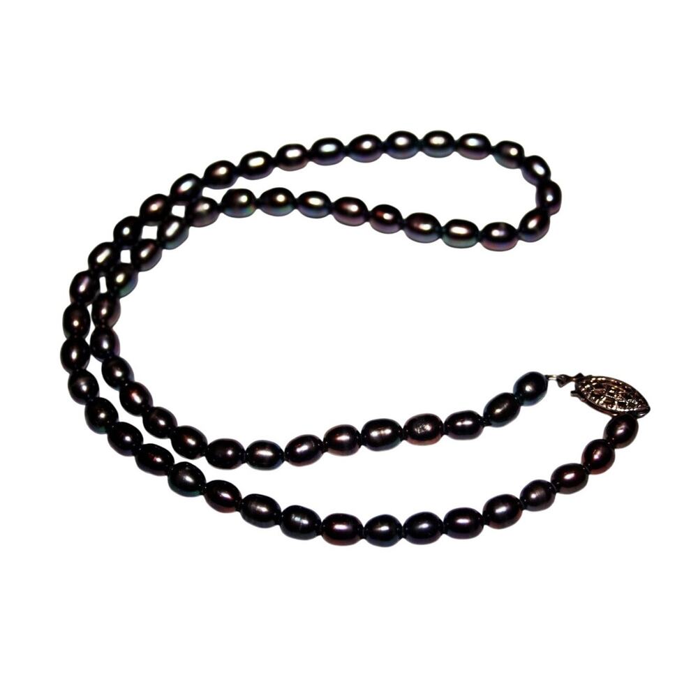 Vintage Genuine Freshwater Pearl Necklace with Sterling Silver Clasp